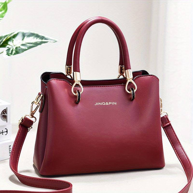 Small Top Handle Satchel Crossbody Bag PU Leather Textured Bag Purse