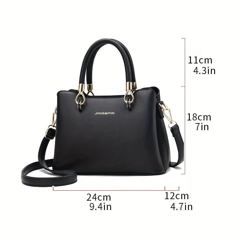 Small Top Handle Satchel Crossbody Bag PU Leather Textured Bag Purse