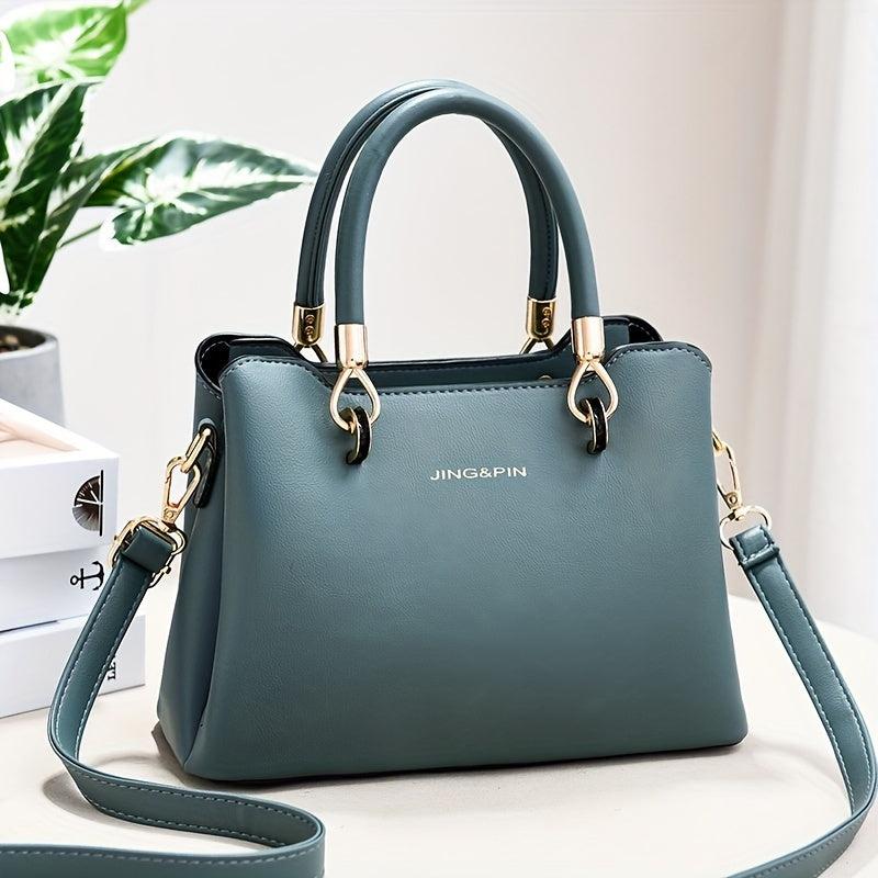 Small Top Handle Satchel Crossbody Bag PU Leather Textured Bag Purse