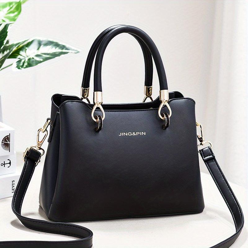 Small Top Handle Satchel Crossbody Bag PU Leather Textured Bag Purse