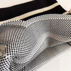 Striped Print Knitted Handbag Foldable Portable Casual Bag
