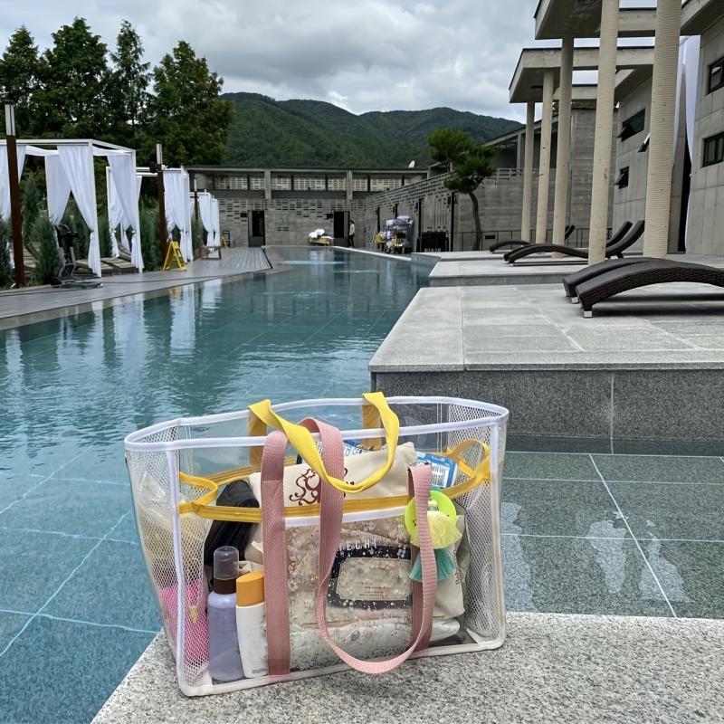 Waterproof Clear Tote Bag for Women, Summer Beach PVC Handbag