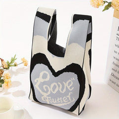 Handmade Crochet Bag Heart Pattern Wrist Bag For Women