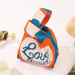 Handmade Crochet Bag Heart Pattern Wrist Bag For Women