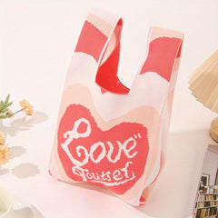Handmade Crochet Bag Heart Pattern Wrist Bag For Women