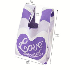 Handmade Crochet Bag Heart Pattern Wrist Bag For Women