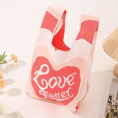 Handmade Crochet Bag Heart Pattern Wrist Bag For Women