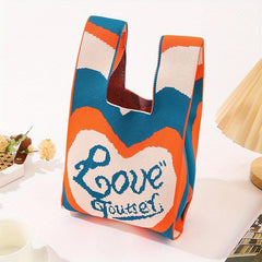 Handmade Crochet Bag Heart Pattern Wrist Bag For Women
