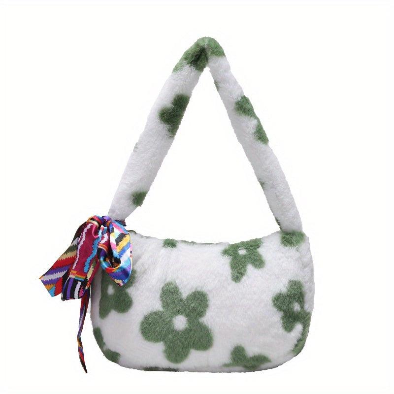 Flower Pattern Shoulder Bag Zipper Underarm Zipper Bag
