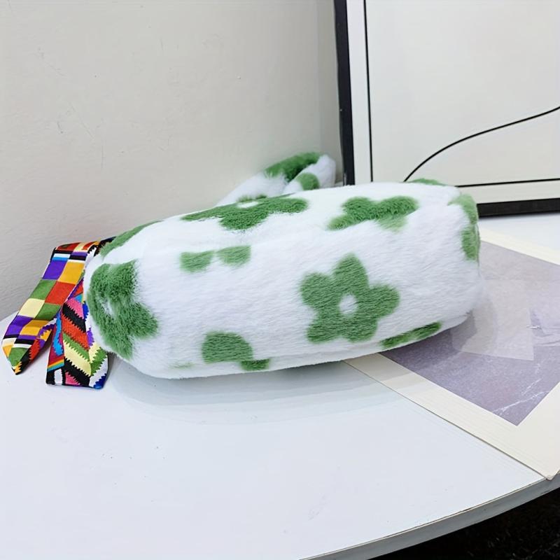 Flower Pattern Shoulder Bag Zipper Underarm Zipper Bag