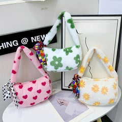 Flower Pattern Shoulder Bag Zipper Underarm Zipper Bag