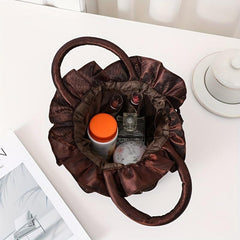 Floral Decor Drawstring Handbag Evening Phone Bucket Bag