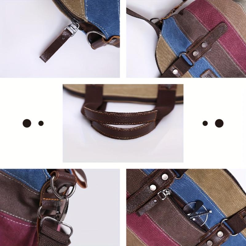 Rainbow Stripes Denim Handbag Large Capacity Crossbody Bag