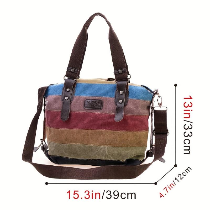 Rainbow Stripes Denim Handbag Large Capacity Crossbody Bag