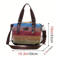 Rainbow Stripes Denim Handbag Large Capacity Crossbody Bag