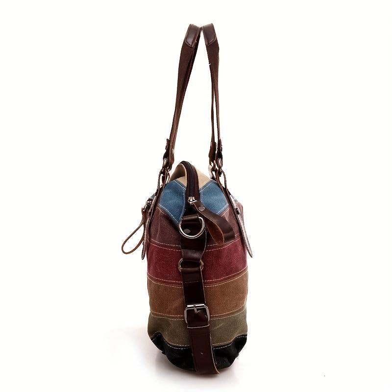 Rainbow Stripes Denim Handbag Large Capacity Crossbody Bag