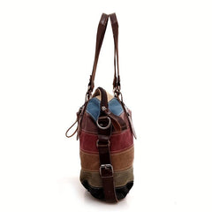 Rainbow Stripes Denim Handbag Large Capacity Crossbody Bag