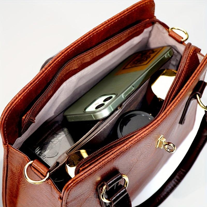 Vintage Turn Lock Square Bag Classic Satchel Bag
