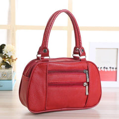 Vintage Solid Boston Handbag Zipper Satchel Bag For Work