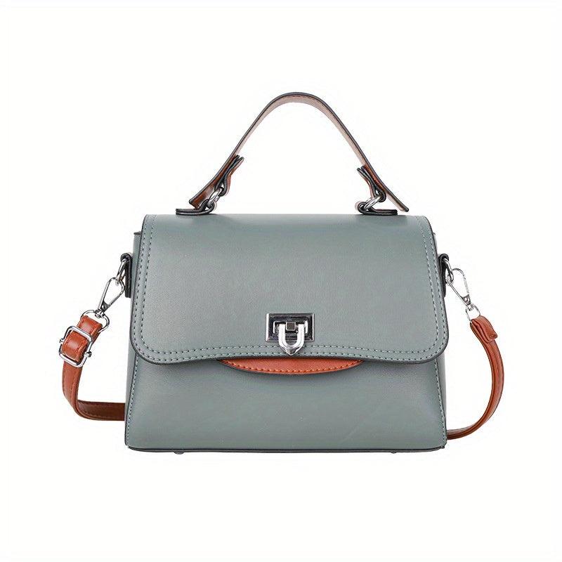 Solid Satchel Crossbody Bag PU Leather Textured Flap Bag Versatile Shoulder Bag