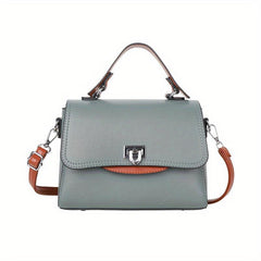 Solid Satchel Crossbody Bag PU Leather Textured Flap Bag Versatile Shoulder Bag