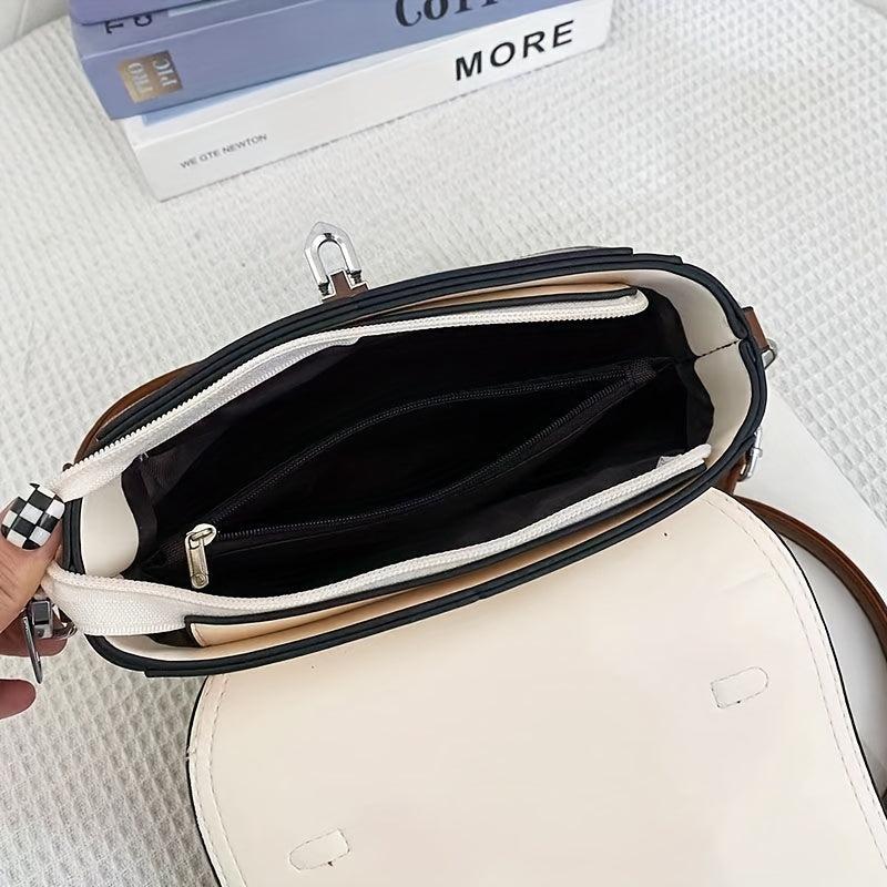 Solid Satchel Crossbody Bag PU Leather Textured Flap Bag Versatile Shoulder Bag