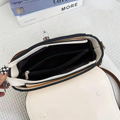 Solid Satchel Crossbody Bag PU Leather Textured Flap Bag Versatile Shoulder Bag