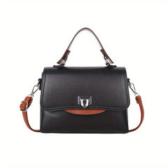 Solid Satchel Crossbody Bag PU Leather Textured Flap Bag Versatile Shoulder Bag