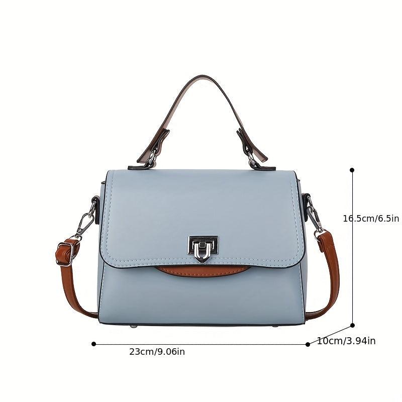 Solid Satchel Crossbody Bag PU Leather Textured Flap Bag Versatile Shoulder Bag