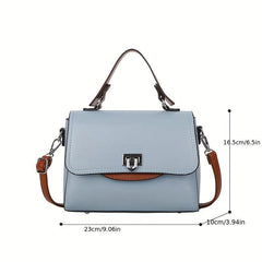 Solid Satchel Crossbody Bag PU Leather Textured Flap Bag Versatile Shoulder Bag