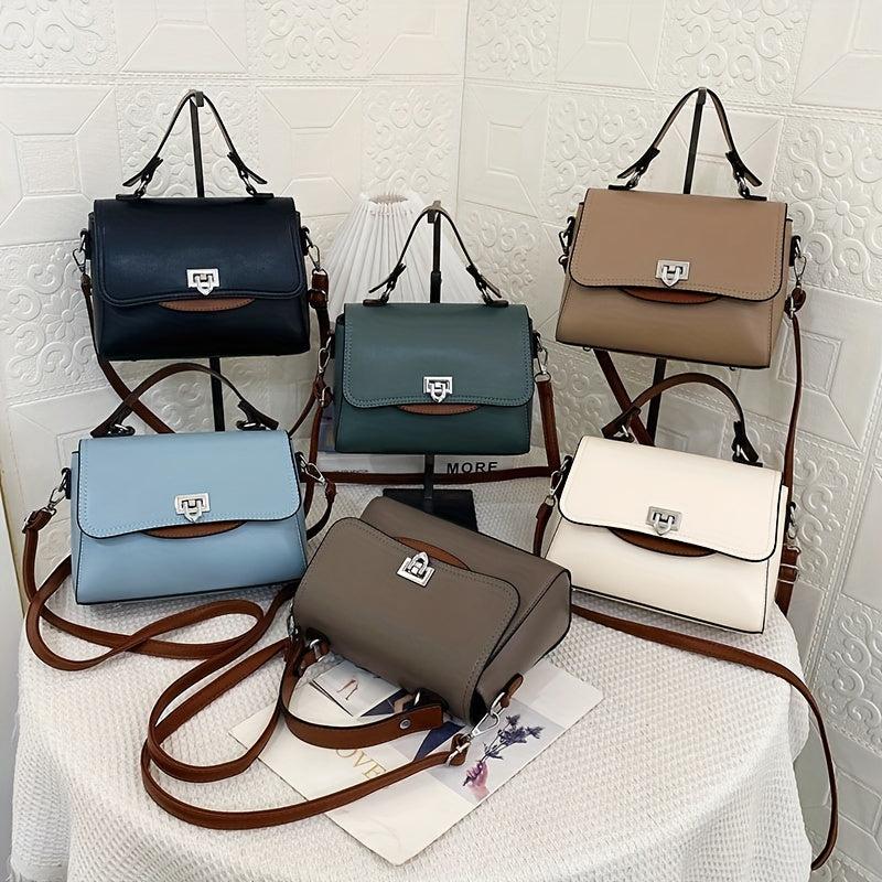 Solid Satchel Crossbody Bag PU Leather Textured Flap Bag Versatile Shoulder Bag