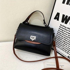 Solid Satchel Crossbody Bag PU Leather Textured Flap Bag Versatile Shoulder Bag