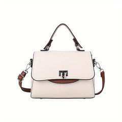 Solid Satchel Crossbody Bag PU Leather Textured Flap Bag Versatile Shoulder Bag