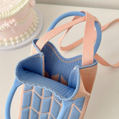 Colorblock Crossbody Phone Bag Women's Woven Handbag & Purse