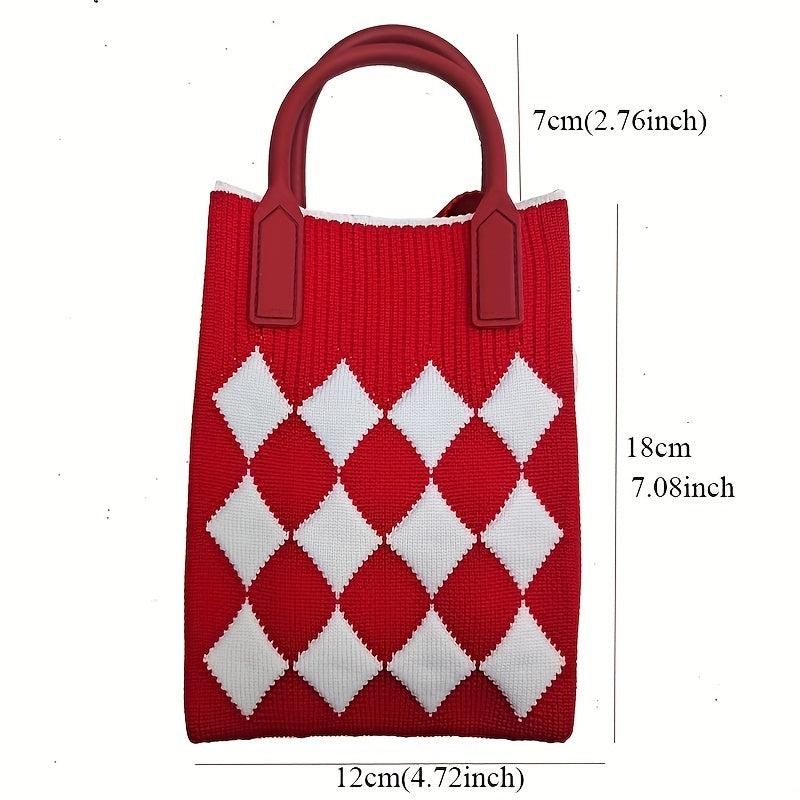 Colorblock Crossbody Phone Bag Women's Woven Handbag & Purse