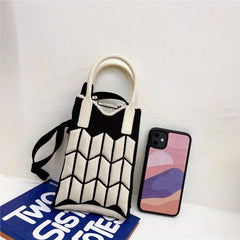 Colorblock Crossbody Phone Bag Women's Woven Handbag & Purse