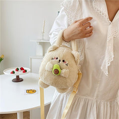 Cartoon Squirrel Crossbody Bag Plush Fruit Doll Handbag