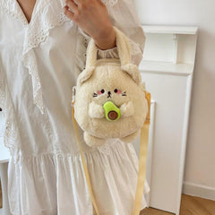 Cartoon Squirrel Crossbody Bag Plush Fruit Doll Handbag