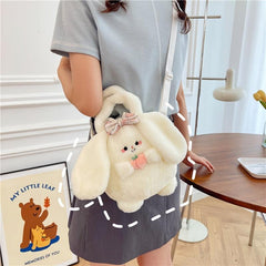 Cartoon Squirrel Crossbody Bag Plush Fruit Doll Handbag