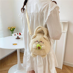 Cartoon Squirrel Crossbody Bag Plush Fruit Doll Handbag