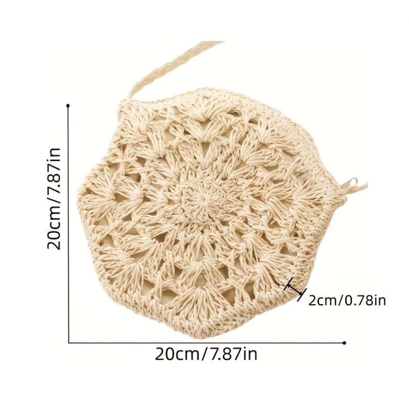 Bohemia Woven Zipper Crossbody Shoulder Bag Purse Beach Bag