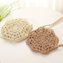 Bohemia Woven Zipper Crossbody Shoulder Bag Purse Beach Bag