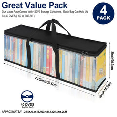 DVD Storage Bag Media Organizer Bag Clear Plastic Bag Easy Carrying Handle