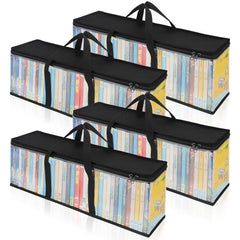 DVD Storage Bag Media Organizer Bag Clear Plastic Bag Easy Carrying Handle