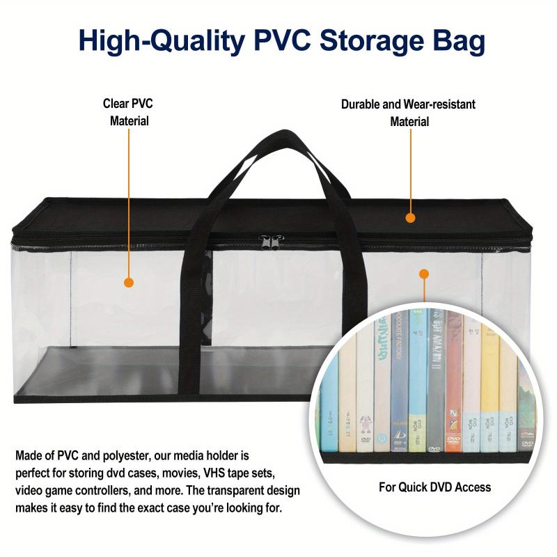DVD Storage Bag Media Organizer Bag Clear Plastic Bag Easy Carrying Handle