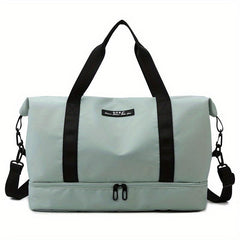 Large Capacity Weekender Duffle Bag Nylon Luggage Bag With Shoe Compartment
