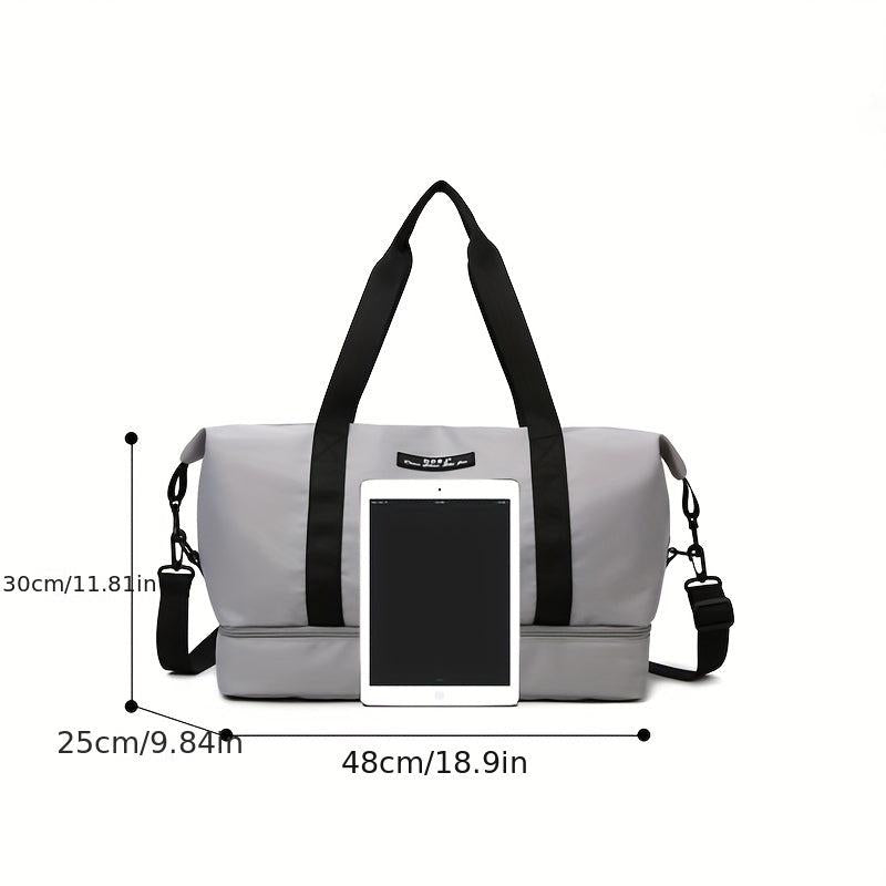 Large Capacity Weekender Duffle Bag Nylon Luggage Bag With Shoe Compartment