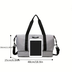 Large Capacity Weekender Duffle Bag Nylon Luggage Bag With Shoe Compartment