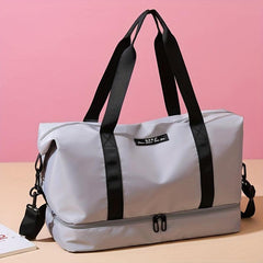Large Capacity Weekender Duffle Bag Nylon Luggage Bag With Shoe Compartment