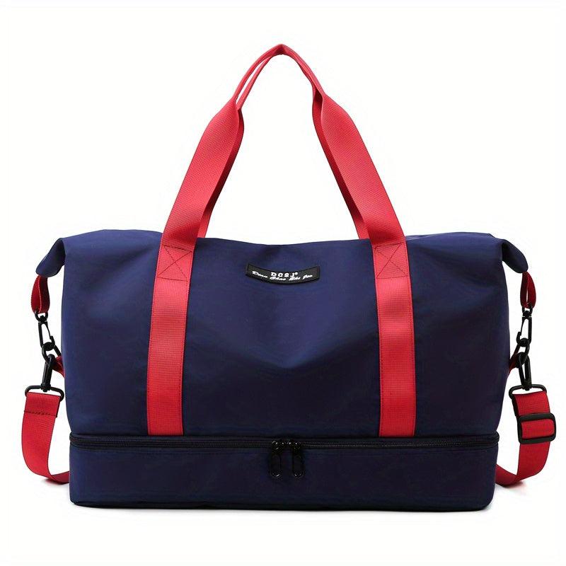 Large Capacity Weekender Duffle Bag Nylon Luggage Bag With Shoe Compartment